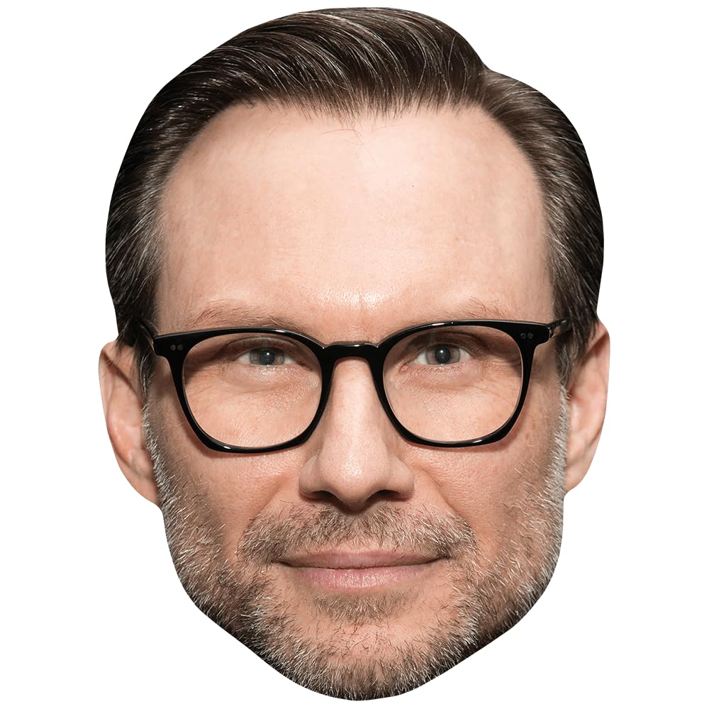 Celebrity Cutouts Lifelike Christian Slater (Beard) Celebrity Mask, Flat Card Face, Fancy Dress Mask