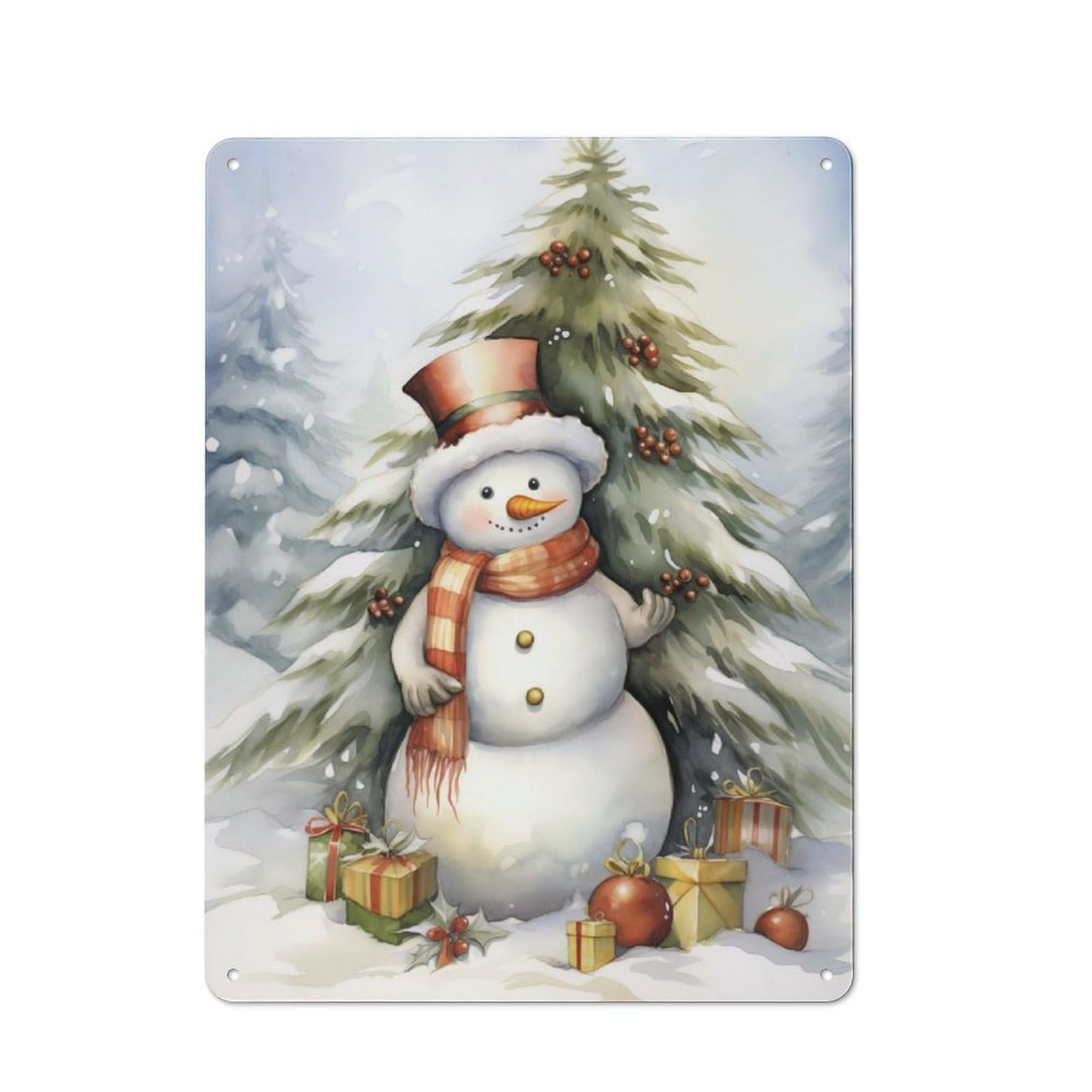 Watercolor Snowman Metal Wall Plaque for Bar Wall, Pub Room And Party Space, Gift for Friends, Dad Or Home Bar Owners, 40x30cm