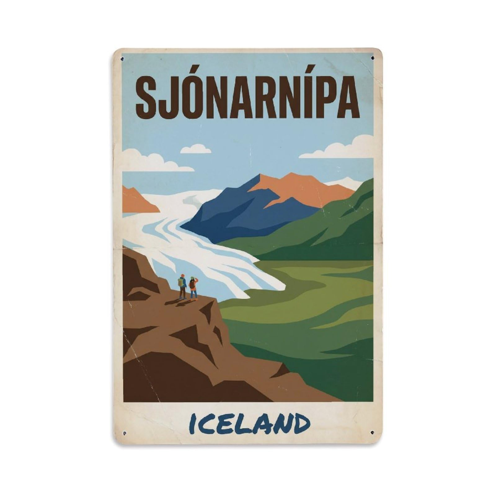 Gead 8X12inch Style Vintage Travel Sjónarnípa Iceland Viewpoint Metal Tin Sign