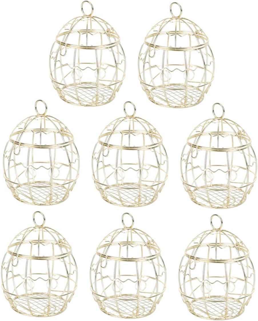 WESIEVYA 8pcs Gold Metal Birdcage Candy Boxes Hollow Iron Wire Wedding Favor Containers Party Sweet Treat Holders Packaging for Bridal Showers