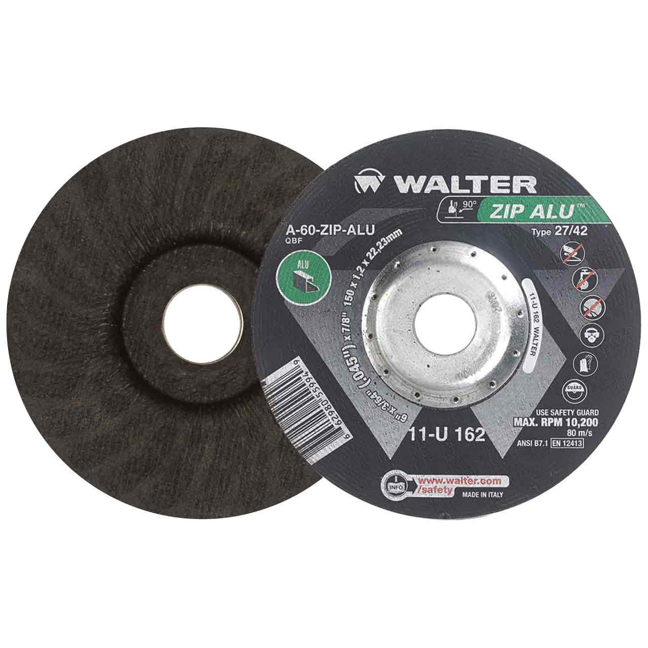 Walter 11U162 6x3/64x7/8 Zip ALU Cut-Off Wheels for Aluminum Type 27 Grit A60, 25 Pack