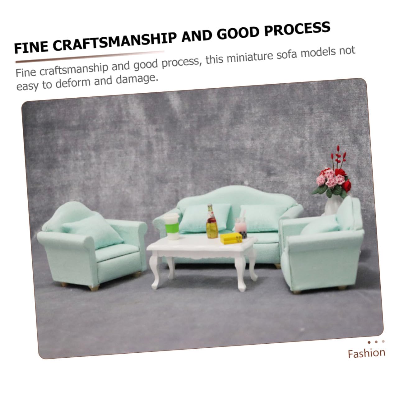 SUPVOX Set de Canapé Miniature pour Maison de Poupée 1/12 en Tissu Vert, Décoratif et Résistant, Modèle de Meuble Adorable pour Décor de Mini Maison