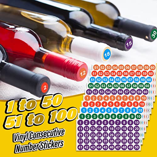 Cobee Adesivi numerati, 10 fogli numerati da 1 a