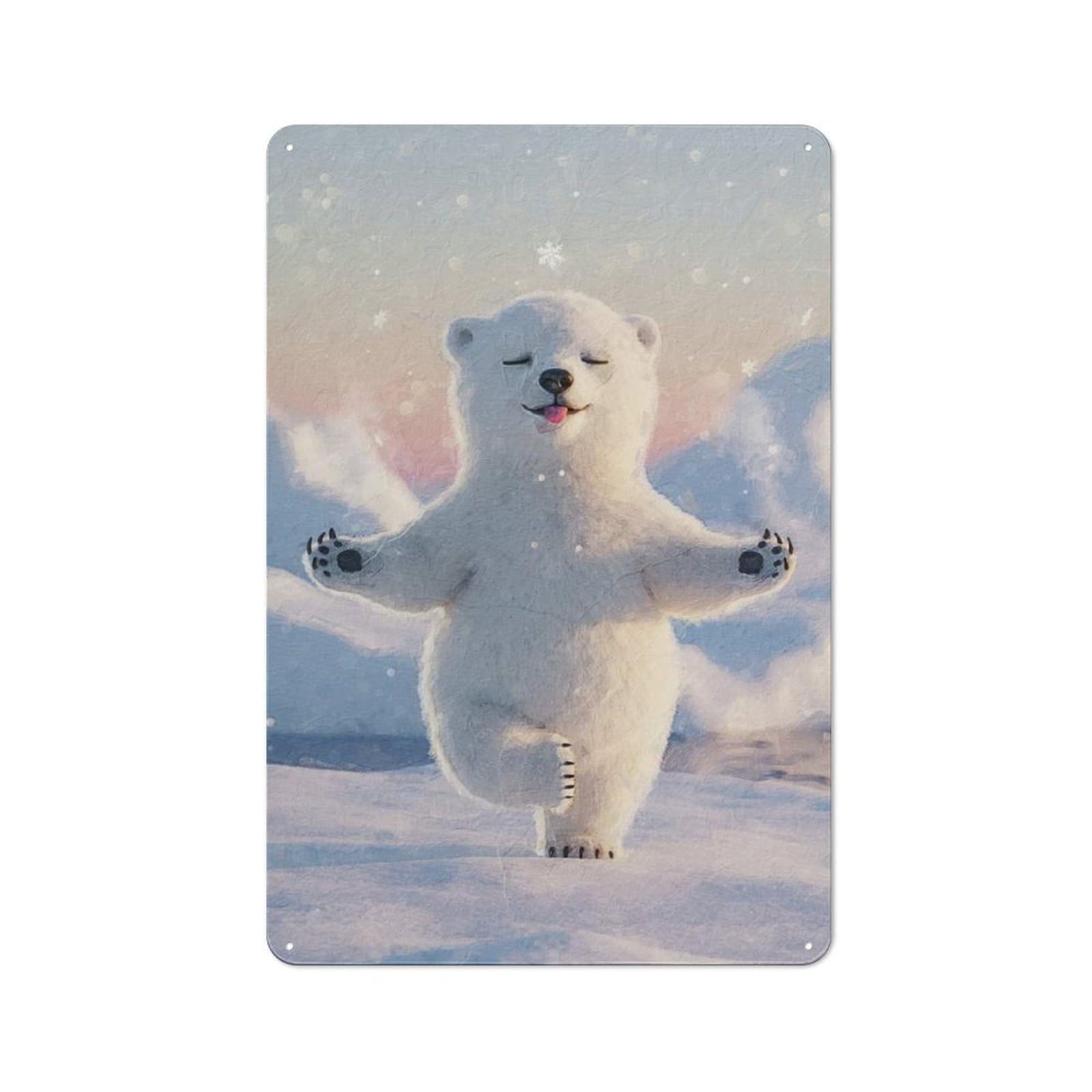 Junmoney Polar Bear Yoga For Café Or Restaurant, Vintage Metal Sign 30X20cm, For Vintage Wall Decor Fans, For Cafés, Pubs And Restaurants