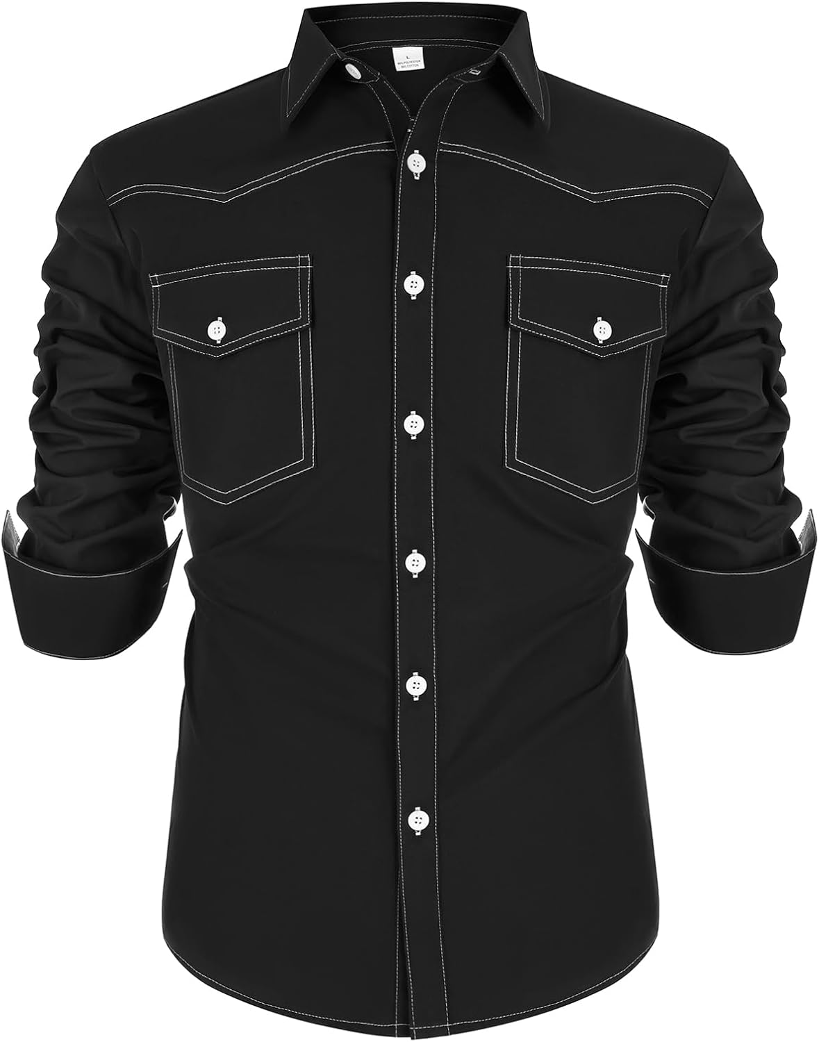 Cowboy Shirts for Men Western Casual Work Long Sleeve Plaid Button Down Shirts Vintage Country Style Slim Fit Top - Image 7