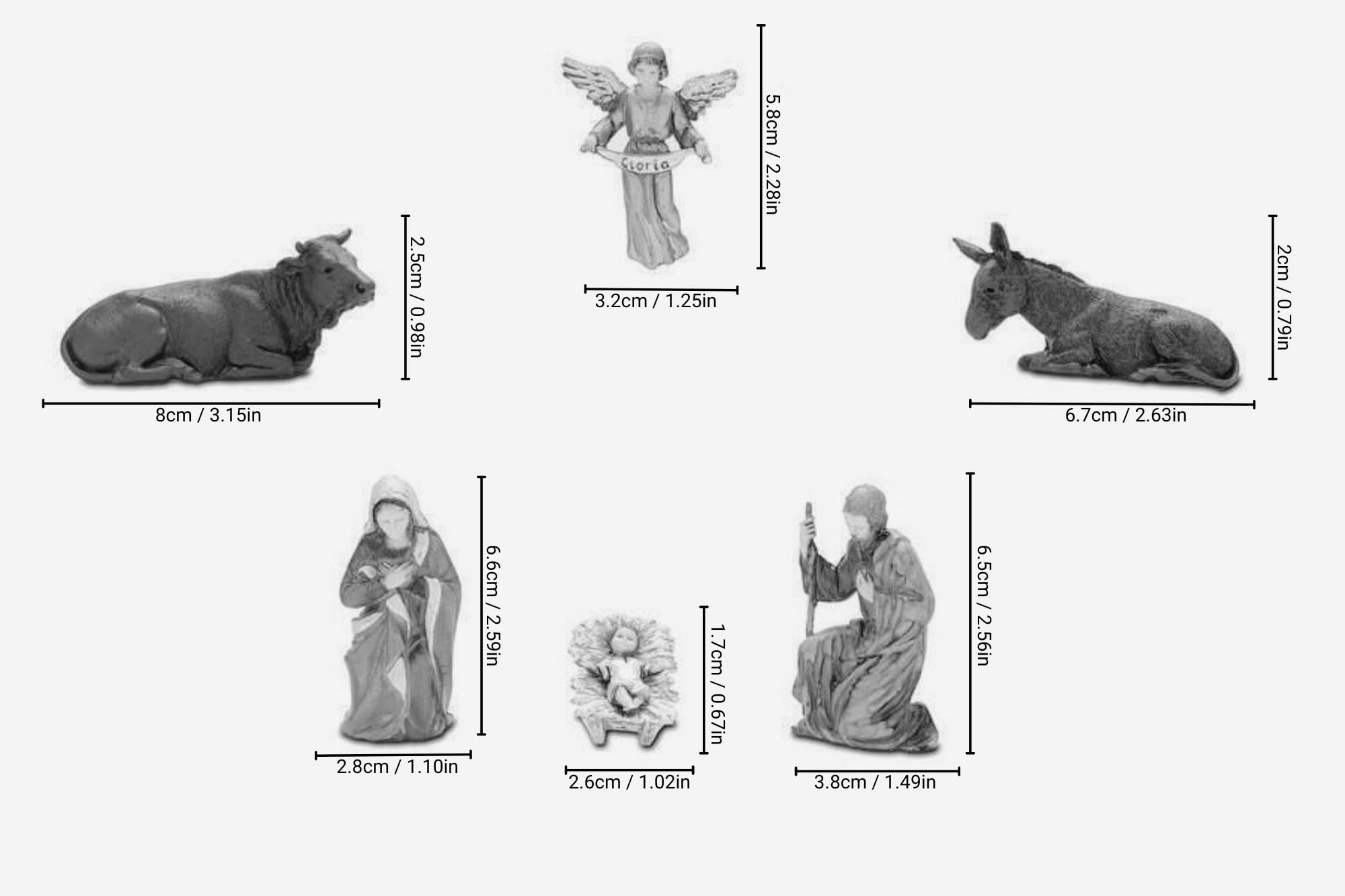 Moranduzzo Natività 6 Soggetti per Presepe da Cm 8 – COMPACT 8 – Scala 1:22 – Statuine Indistruttibili Rifinite a Mano, Stile ’700, Scultore M. Landi, Made in Italy