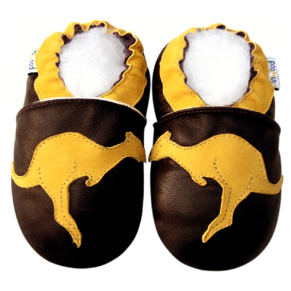 Soft Sole Leather Baby Shoes Infant Toddler Child Kid boy Crib Shoes Kangaroo Brown (0-6month, Brown)