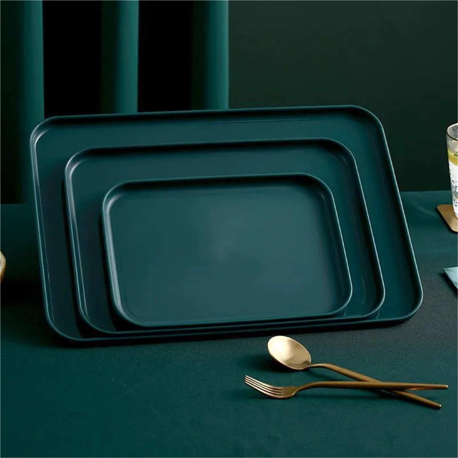 Bandejas Bandeja for Servir de 3 uds., Plato Rectangular Poco Profundo, Fruta Original, Pan, Barbacoa, pastelería, Platos, utensilio Cocina(30 * 22cm)