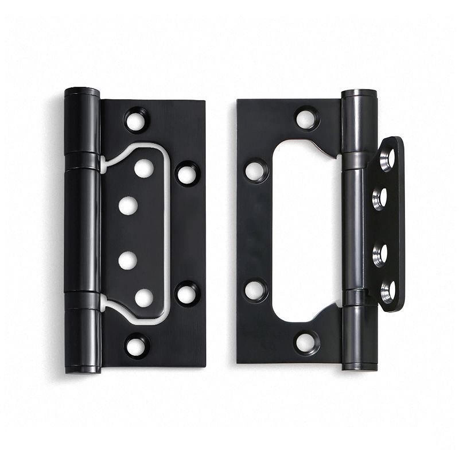 6 piezas con tornillos de montaje, bisagras de acero inoxidable de 4 x 3 pulgadas, bisagras de puerta de embutida, bisagras de gabinete de muebles vintage, negro (negro)