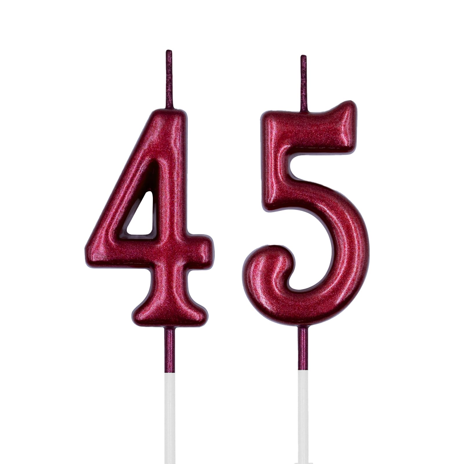 Velas de cumpleaños número 45 y 54, vela roja del número 45 54 para pastel, decoración de pastel de feliz cumpleaños, aniversario, celebración, suministros de fiesta