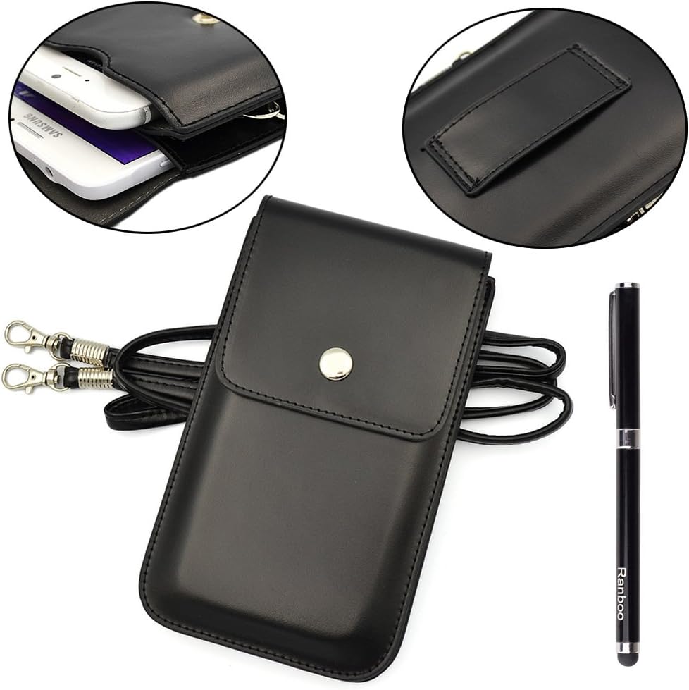 New Fashion Women's Girls Casual Mini Pu Leather Two Layers Shoulder Bag Cellphone Pouch Bag Small Purse for Iphone 6 Plus , Iphone 6 ,Samsung Galaxy Note 4, Note 3,note 2 ,Lg G3,sony Xperia Z2 Z3 ,Htc ONE M8 and More + Free 2 in 1 Stylus (Black)