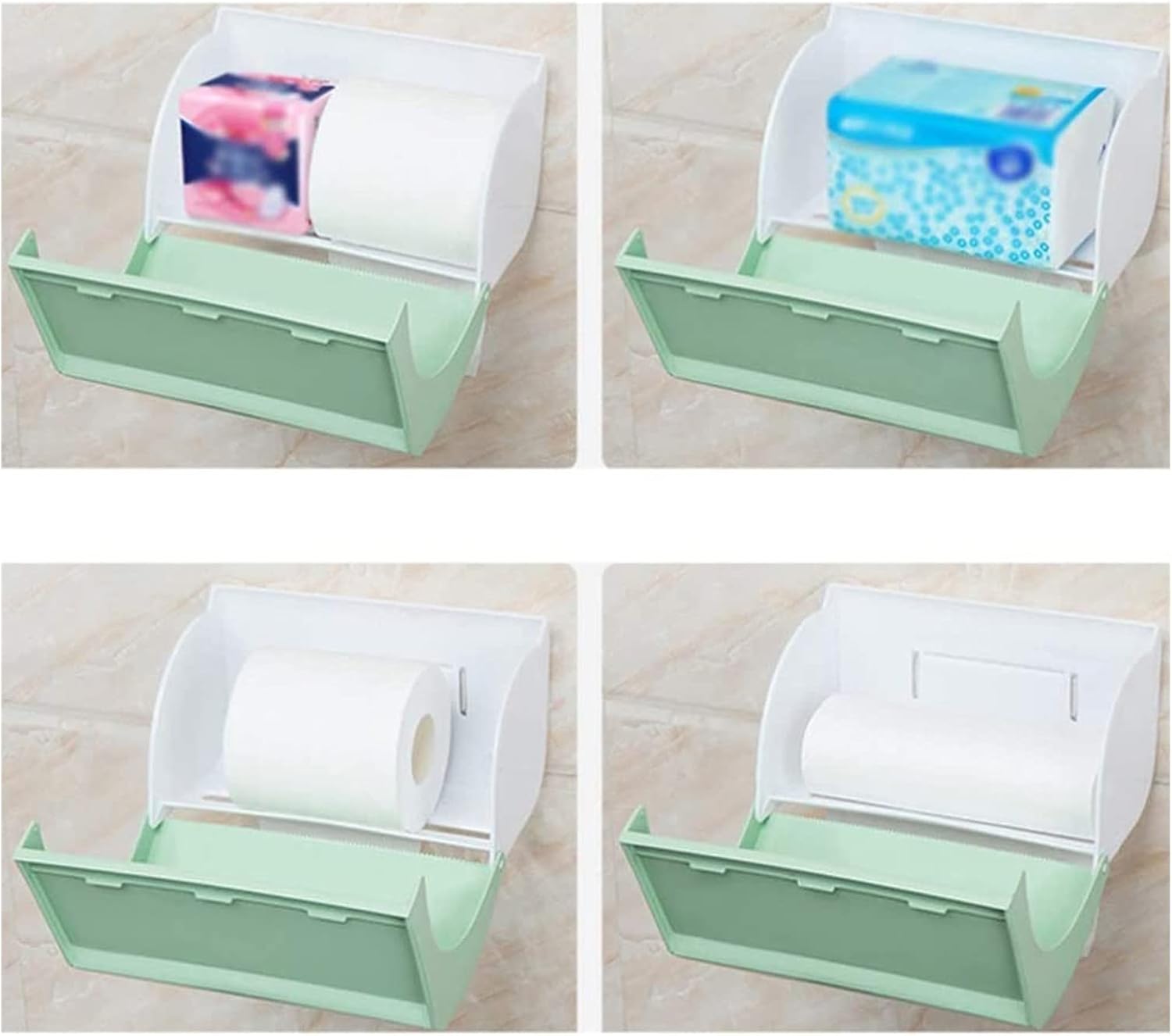 Free Standing Toilet Paper Holder Tissue Box Cover Toilet Paper Holder Creative Wall Mount Bathroom Home and Office Accessory Punch-Free Shelf Decor Toilet Paper Holders (Color : Green)