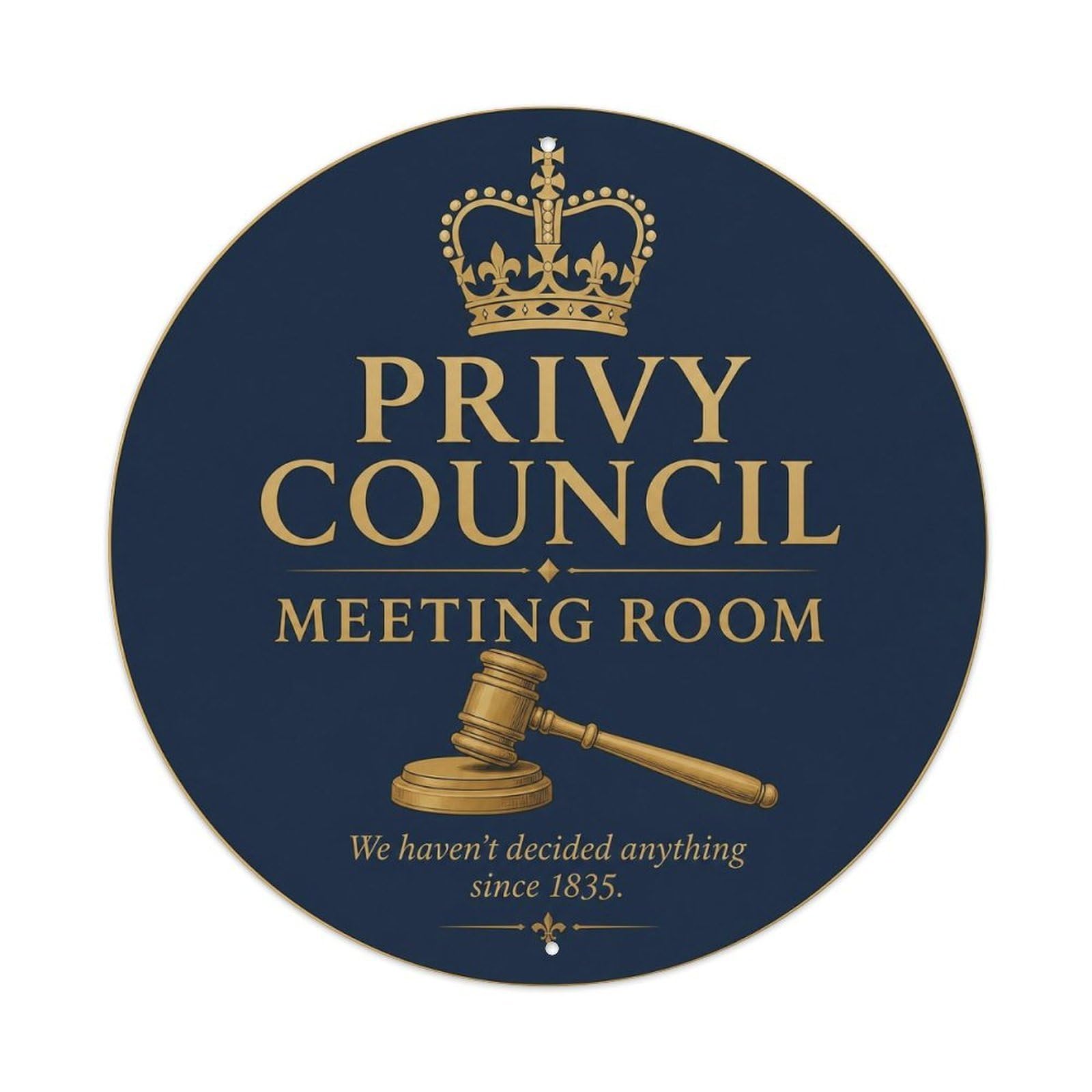 Olyhtr 8X8inch Classic Style Traditional Typography Privy Council British Wc Symbol Metal Tin Sign