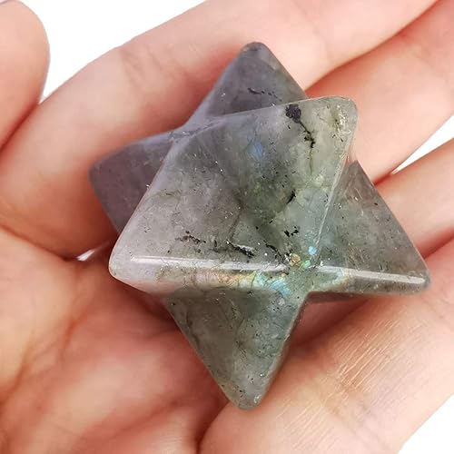 Piedra lunar natural Merkaba Crystal Protection Sagrada Meditación Generador de energía Sanación Chakra Estrella de seis puntas 1 pulgada