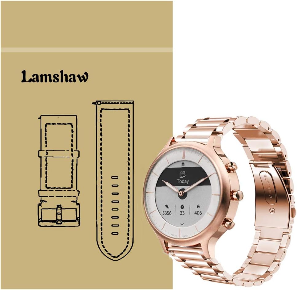 for Fossil Charter HR Band, Blueshaw Stainless Steel Metal Replacement Straps for Fossil Charter HR/Fossil Hybrid HR Charter Smartwatch (Rose Gold)