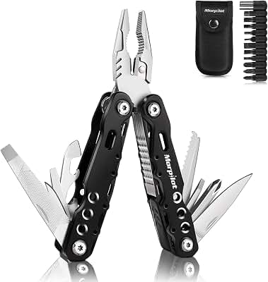 morpilot Alicate Multiuso Multi - Alicate 25 en 1, Destornilladores 11 en 1, Alicate Multifuncional de Acero Inoxidable, Anti - cáida para Actividades Exteriores con Bolsa de Nylon