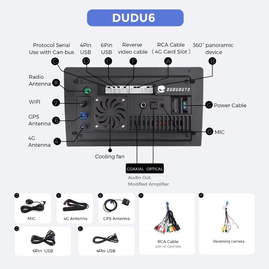 DUDUAUTO DUDU6 8 Core 8+256GB Car Stereo for Toyota RAV4 2013 2014 2015 2016 2017 2018 Android Radio 2K 2000x1200 9.5" Touch Screen Head Unit Wireless CarPlay & Android Auto GPS Navigation
