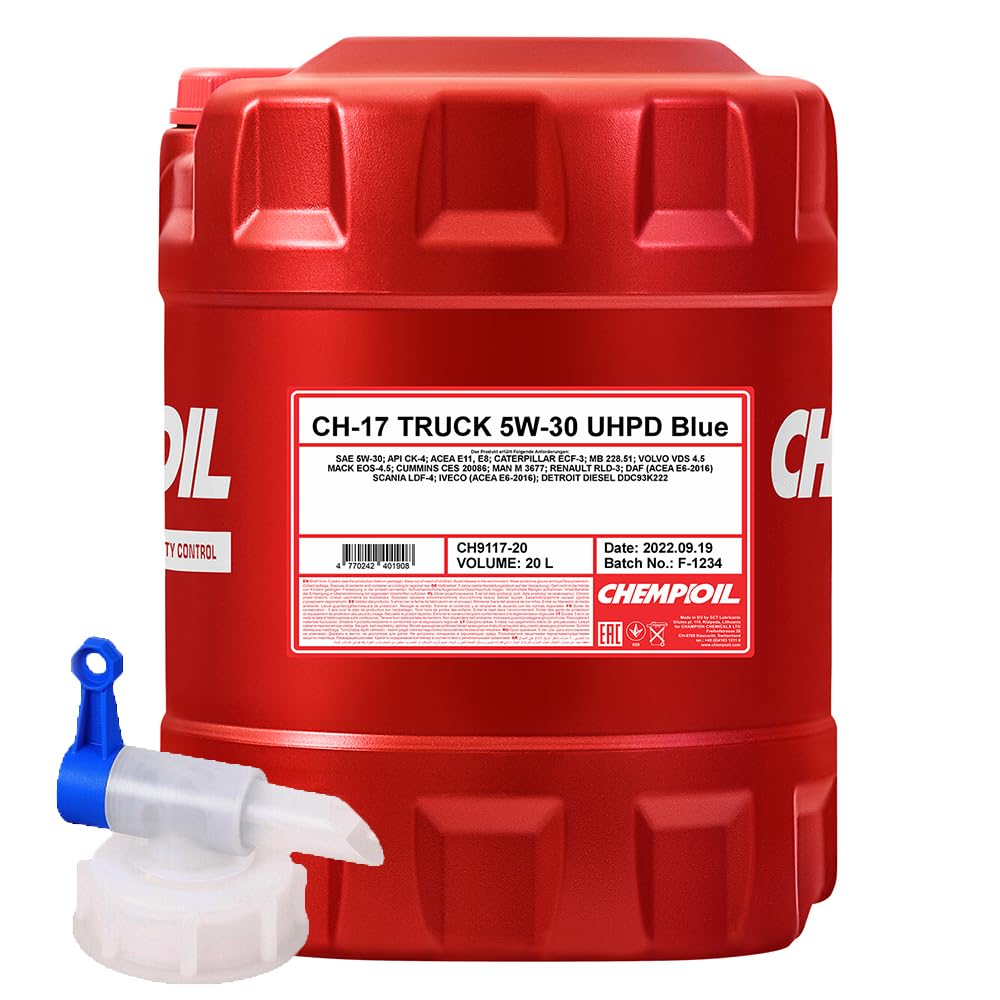 20L +Auslaufhahn CHEMPIOIL TRUCK CH-17 UHPD BLUE 5W-30 CK-4 E8 E11 228.51 Traktoröl