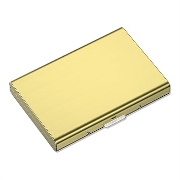 Rimilak Metal Credit Card Holder, Mini Credit Card Wallet RFID Blocking Slim Metal Hard Case for Women Men, Gold