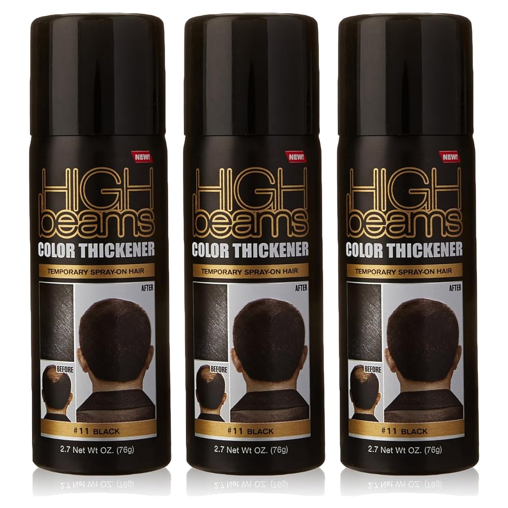 High Beams Color Thickener Temporary Spray-On Hair - Black 2.7 oz (3 pack)