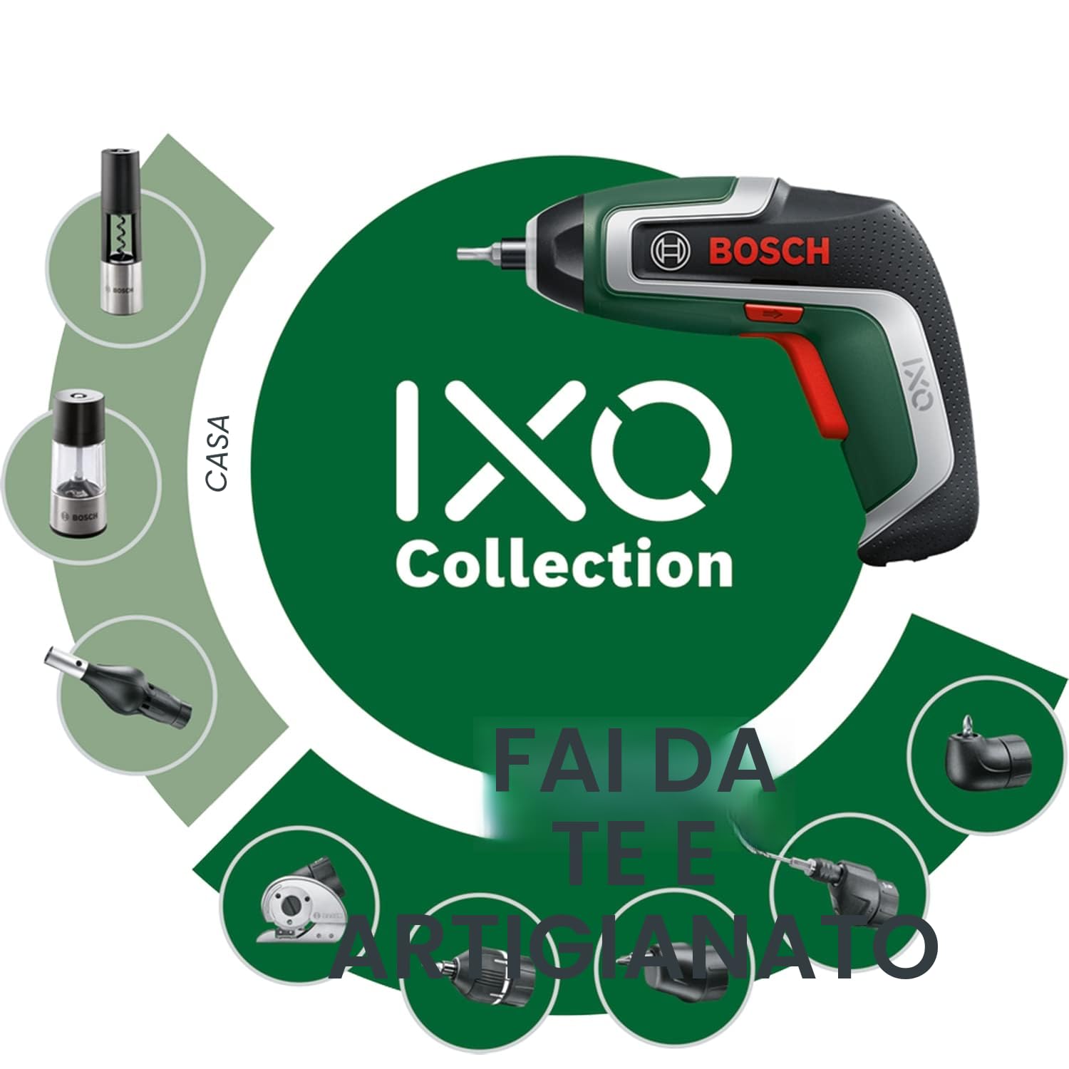 Bosch IXO - Avvitatore a batteria compatto (7a generazione, 3,6 V/2,0 Ah, 5,5 Nm, set con adattatore ad angolo per avvitare e adattatore per avvitare, cavo micro USB, valigetta)