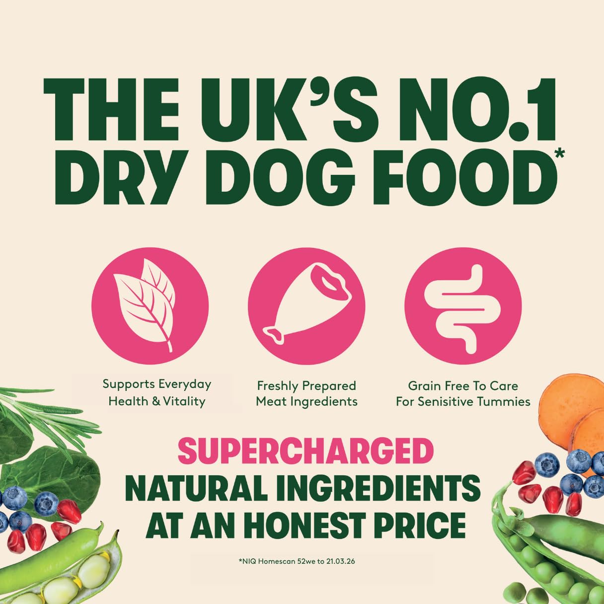 Harringtons Superfoods Hypoallergenes Hundefutter Trocken Erwachsene 12 kg - Lachs & Gemüse - 100% Natürliche Zutaten - Unterstützt Verdauung & Fellgesundheit - Getreidefrei - Vollwertige Ernährung