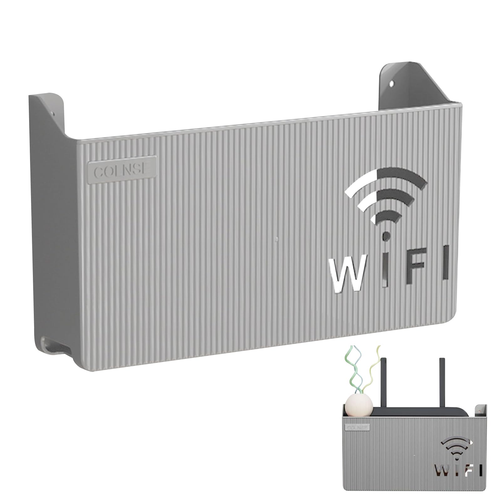 Bebochoi WiFi Router Storage Box, WiFi Router Box Wall Plastic Storage Box, Storage Shelf for Wall Decoration, Wall Bracket for Storing Cables and Routers