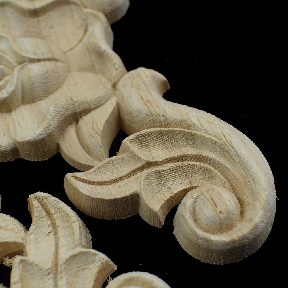 4 Pièces Décalcomanies Sculpture Bois - Appliques Décoratives Pour Meubles