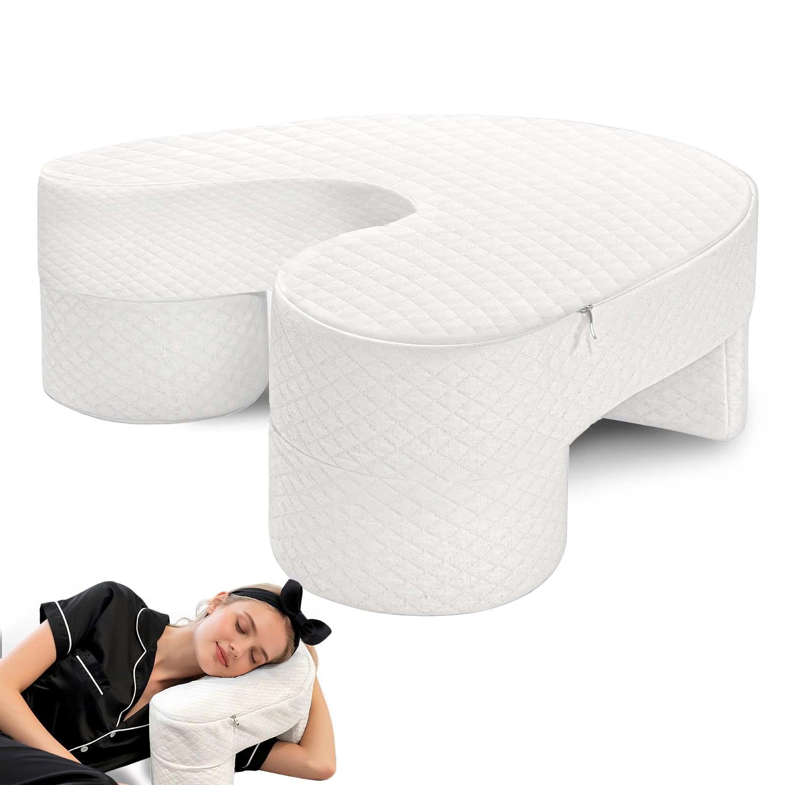 JZHLLA 5 5 Inch Pillow for Side Sleepers with Shoulder Pain Arm Channel Design 40D Memory Foam for