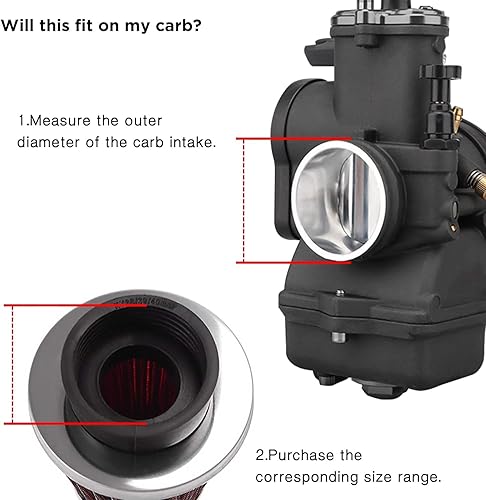 Miniatura 5 de Evermotor Limpiador universal de carburador de filtro de aire de acero de doble capa de 1.654 in, 1.693 in, 1.732 in, para motocicleta, scooter,
