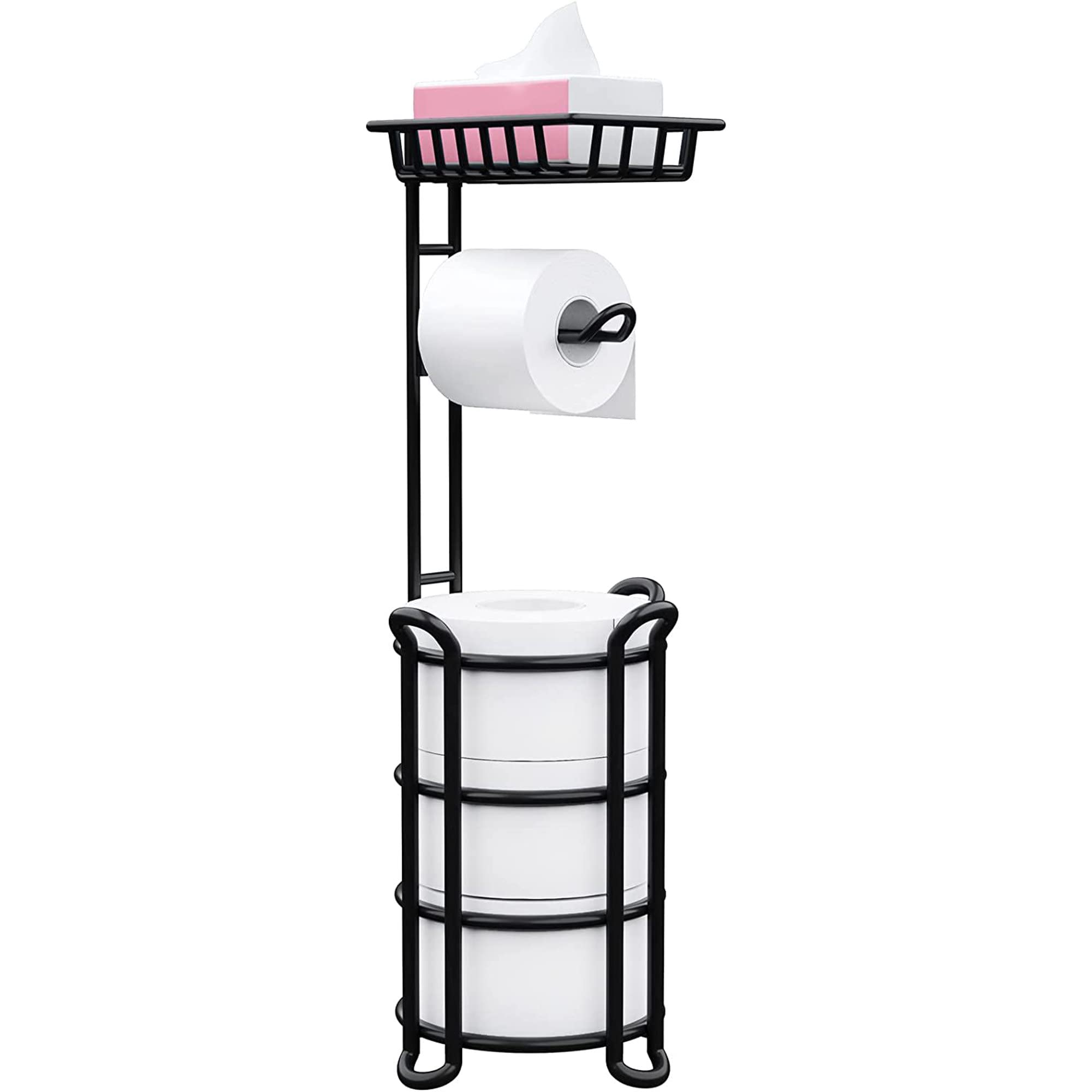 Unique Lifestyle Toilet Paper Holder Stand with Shelf, Free Standing Toilet Tissue Roll Storage Rack for Bathroom, Black (B0BZ4JQMNH) Amazon Price History, Amazon Price Tracker