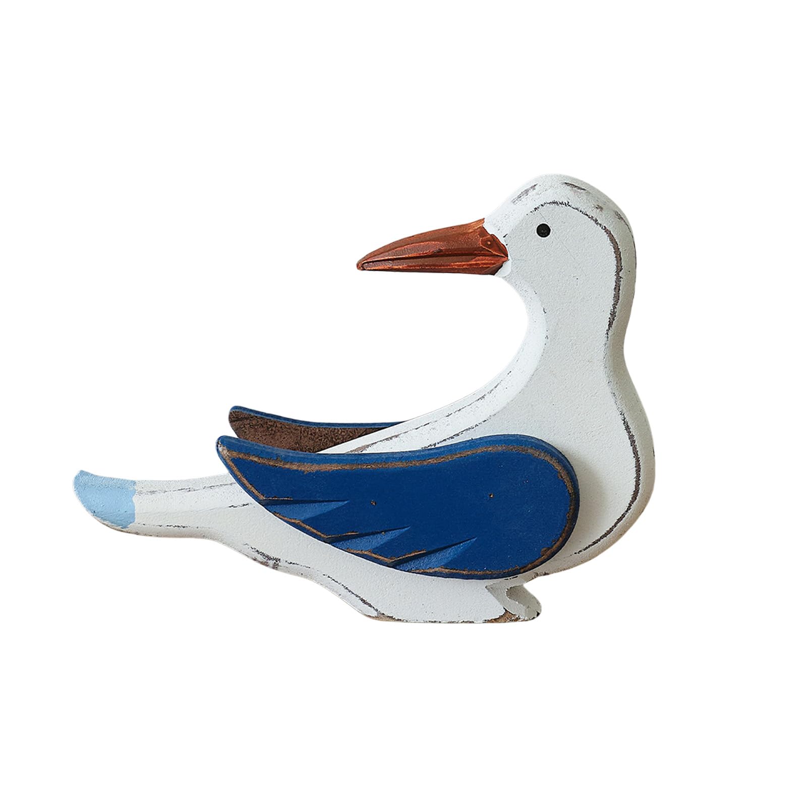 alloneslife Wooden Seagulls Figurines Rustics Wood Sea Bird Sculpture Nauticals Decors Accents Decorative Ornament Coastal Decors Nauticals Home