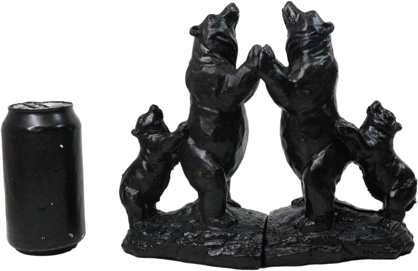 Ebros Gift Wildlife Family Grizzly Mama and Papa Bear with Cubs Pushing Weight Bookends Pair Resin Figurine 8" H