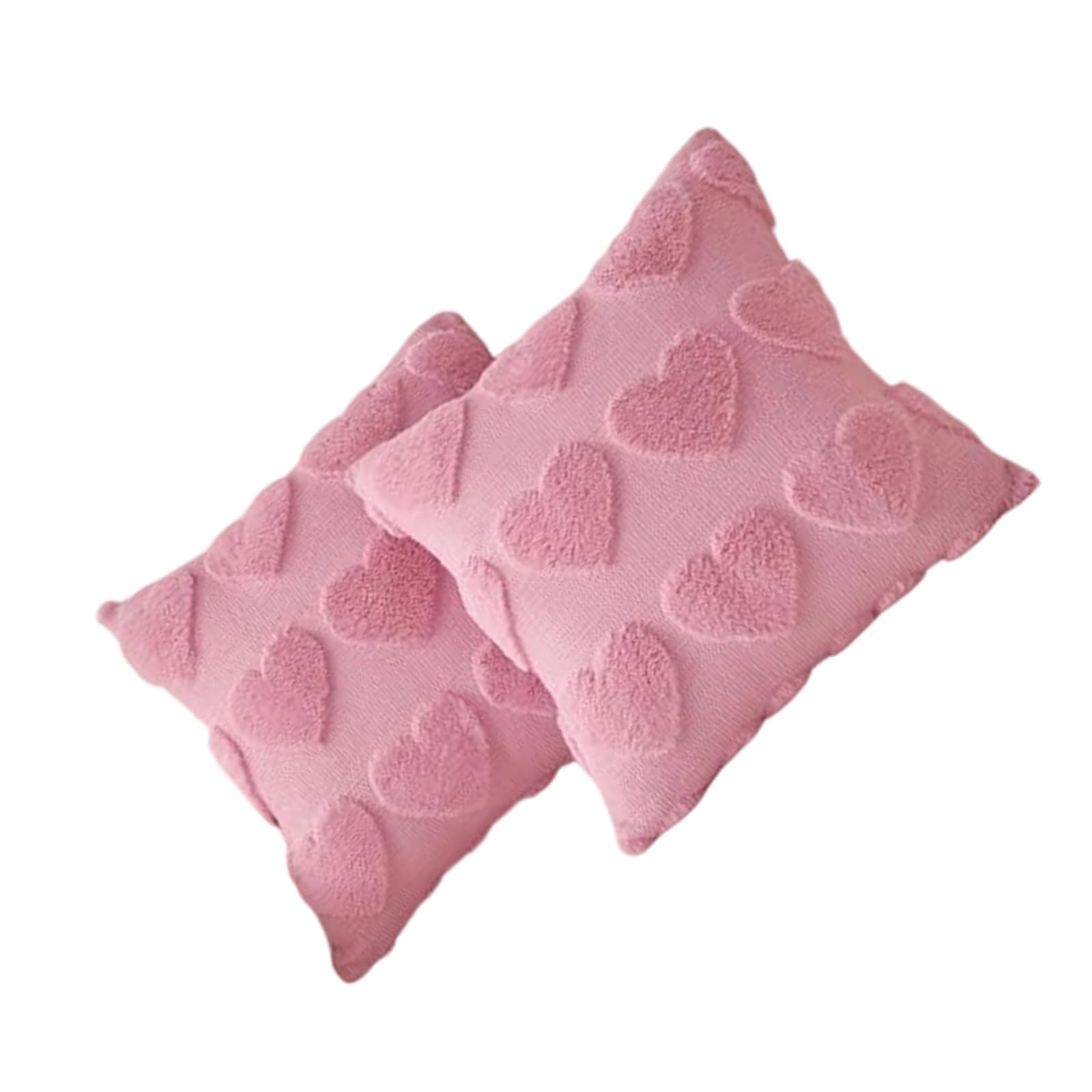 CAZSTYK 2Pcs 45x45cm Throw Pillow Covers with Zippers Valentines Love Heart Plush Embroidered Square Cushion Covers Pillowcases Decorative Faux Furs Embroidered Cushion Cover