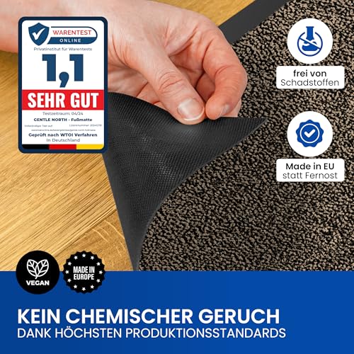 Gentle North Hochwertige Fußmatte beige-schwarz 90x120 groß für Innen & Außen - Schmutzfangmatte rutschfest, waschbar & wetterfest - Fussmatte für Eingangsbereich & Aussenbereich - Läufer Flur dünn