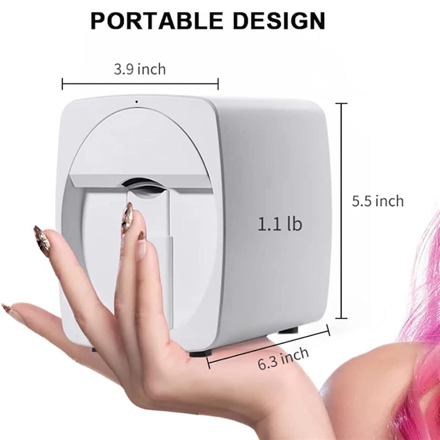 Portable Nail Art Printer, 3D Smart Automatic Nail Printer, Support WiFi/DIY, AI Recognition of Nail Face,1024 x 600 Pixels (Orange)