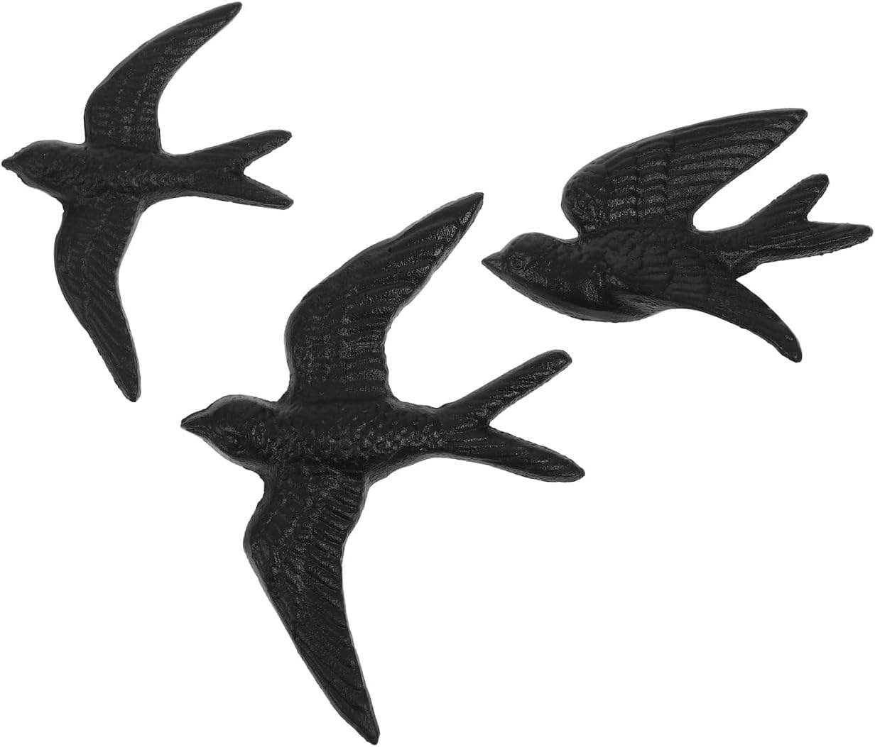 GOOHOCHY 3pcs Cast Iron Wall Decoration Craft Bird Wall Decors Mount Bird Outdoor 3d ation 3d Ornaments Model
