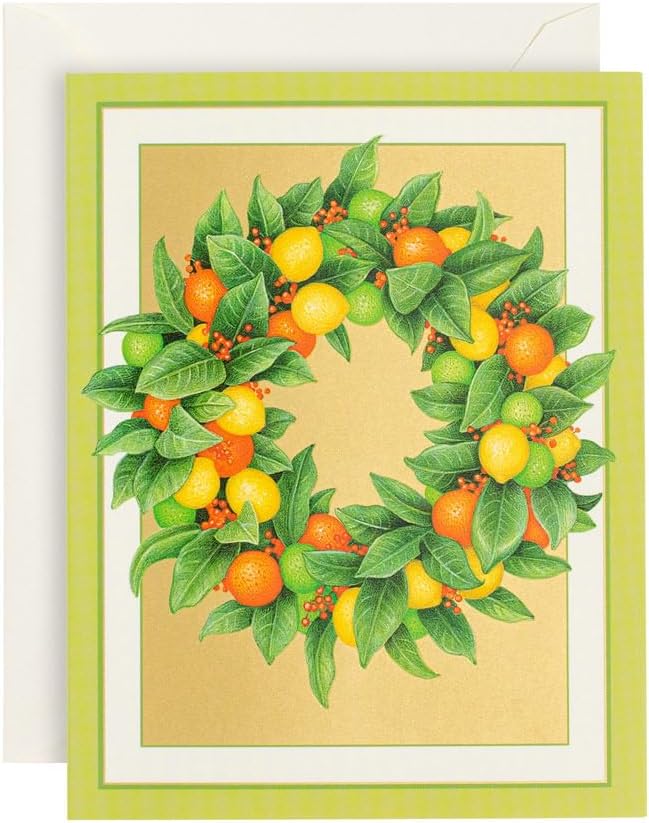 Citrus Wreath Boxed Christmas Cards - 16 Cards & 16 Envelopes
