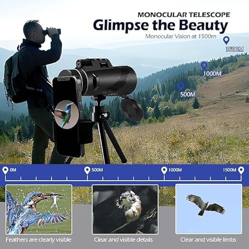Telescópio monocular HD 80 x 100, telescópio monocular HD 80 x 100 de alta potência com suporte para