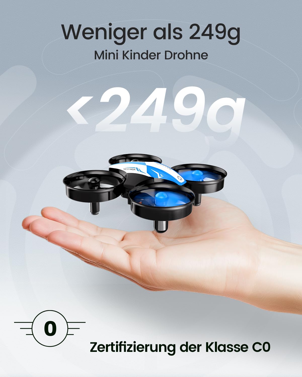 Holy Stone HS210 Mini Drohne für Kinder RC Quadrocopter Nano Drone 3 Akkus 21 Min Flugzeit Auto Höhenhaltung 360° Rollen Kopflos Modus Blau