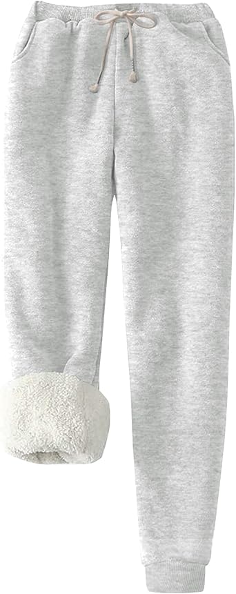 Flygo Women's Winter Warm Fleece Joggers Pants Sherpa Lined Athletic Active Sweatpants