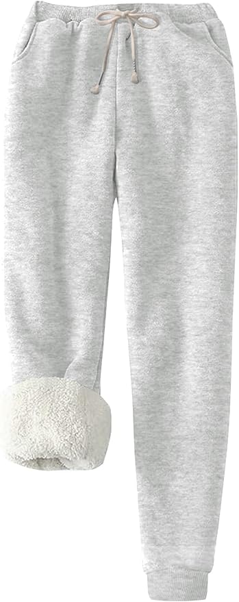 Flygo Women's Winter Warm Fleece Joggers Pants Sherpa Lined Athletic Active Sweatpants