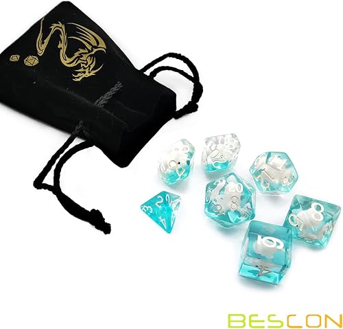 Miniatura 6 de Bescon Juego de dados de animales DND de gran tamaño de delfín, 7 piezas de delfín poliédrico D&D, dados de gran tamaño para mazmorras y dragones