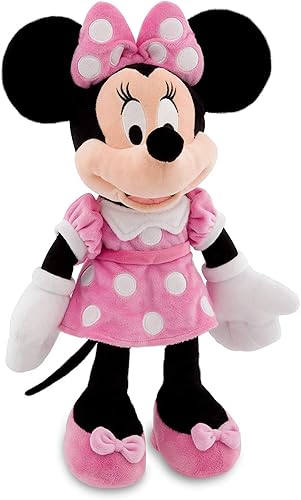 Disney Muñeca de peluche Minnie Mouse de 16 pulgadas con vestido rosa