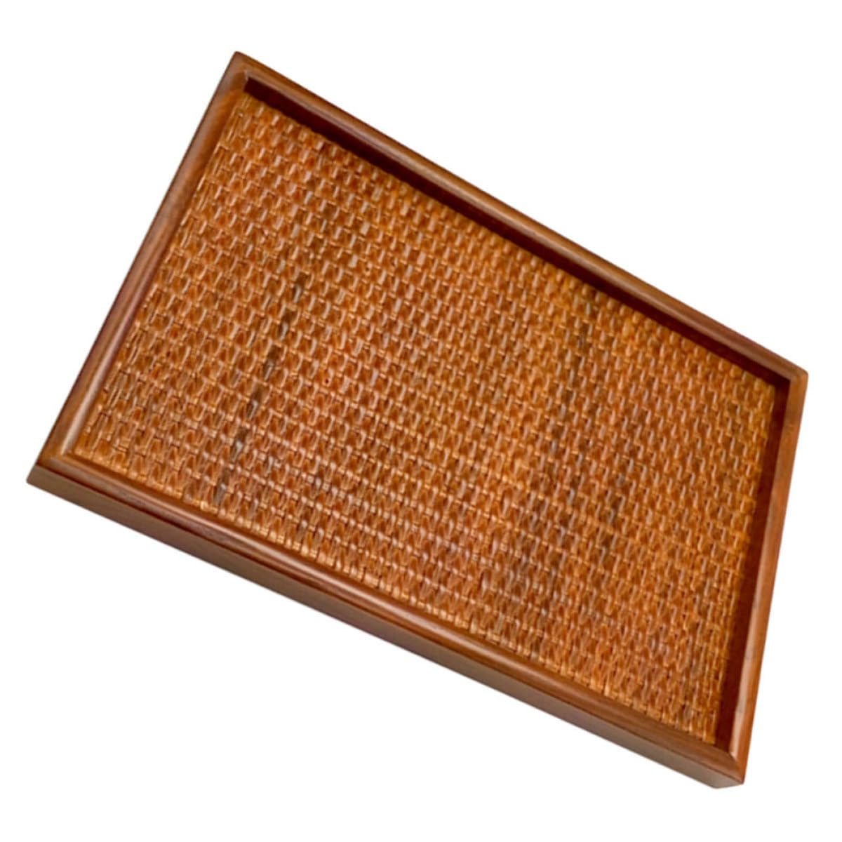 Drewniana taca na herbatę 30 x 20 x 2 cm – wielofunkcyjna taca do serwowania do salonów piękności i spa gładkie wykończenie, idealna na desery i herbatę, wzór z naturalnego drewna
