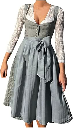 Dirndl Damen Komplettset - Traditionell Mit Bluse Und Schürze