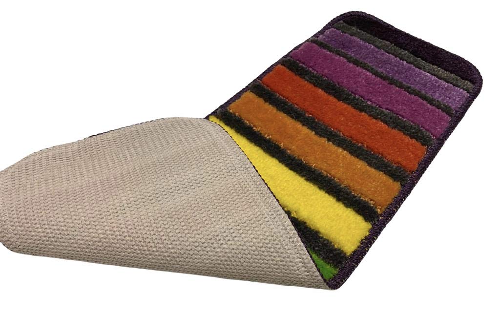 Non-Slip Machine Washable Carpet Stair Treads - 22x67cm, Rainbow Colors, Turkish Polypropylene