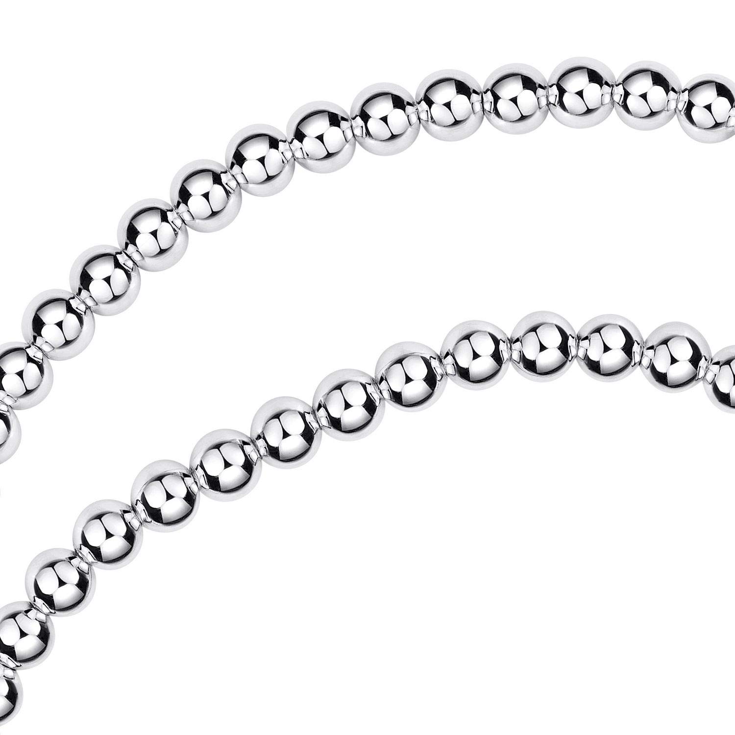 Damen Perlenarmband elastisch Silber 925 4mm breit SA-129 | Stretch Armband mit Perlen aus hautfreundlichem 925 Sterling Silber Made in Germany von MATERIA by Matthias Wagner