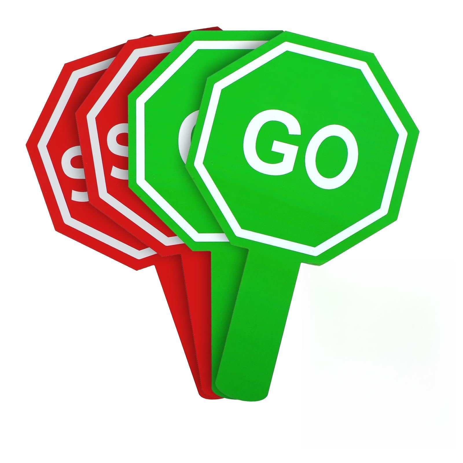 2Pcs Stop and Go Sign with Handle, Mini Double Sided Street Slow Warning Signs Guard Stop and Go Signs Waterproof ABS Traffic Safety Tool for Guiding Teaching Traffic Safety