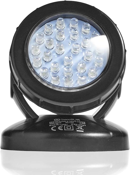 Image Swell UK Outdoor Garden LED Pond Lights – Powerful Outdoor Set of 200 º Pivotable Pond Lighting | IP86 Rated Ideal for Underwater – 1 Year Warranty (Set of 1)
